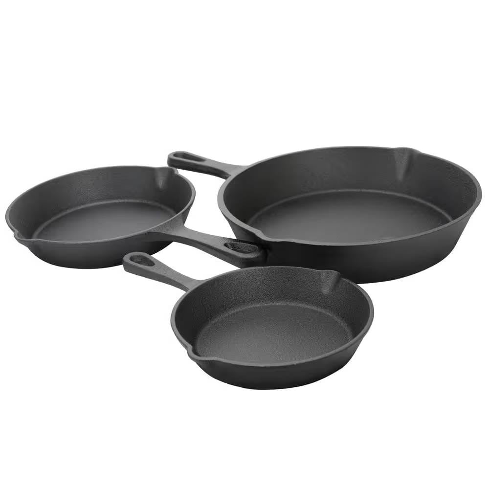 3-Piece Cast Iron Cookware Set with 8-inch 6-inch and 10-inch Skillet Frying Pan-0