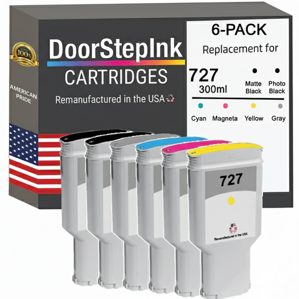 DoorStepInk Brand for HP 727XL 300mL 6-Pack Remanufactured in the USA Ink Cartridges-0
