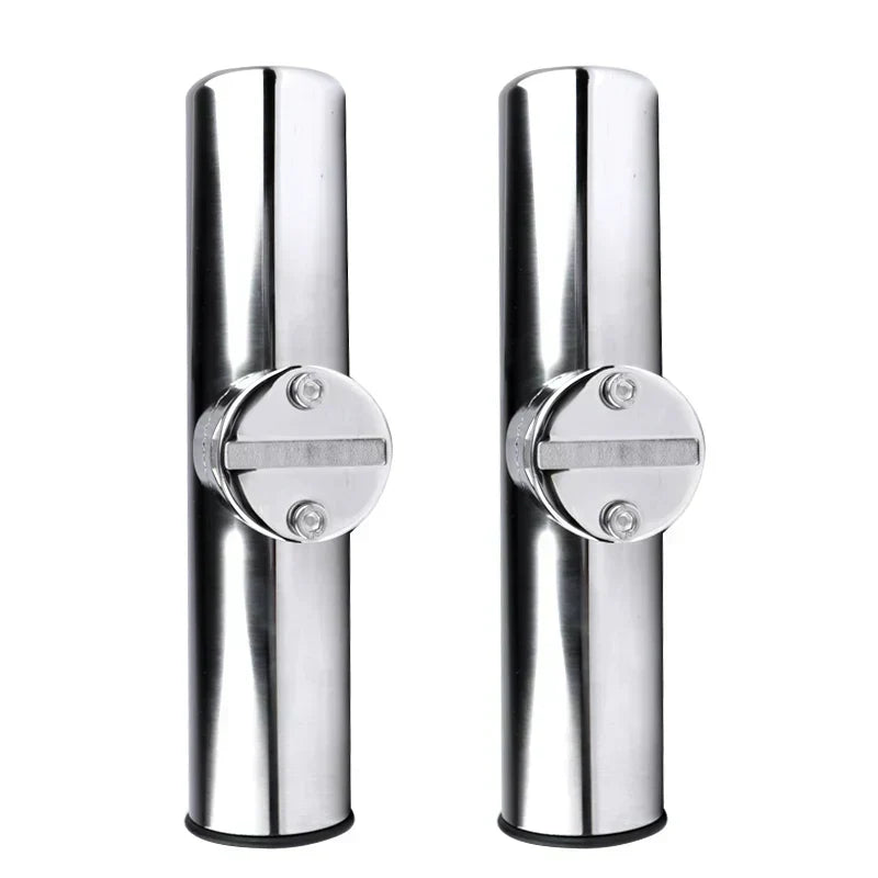 2PCS Stainless Steel Clamp-On Fishing Rod Holders