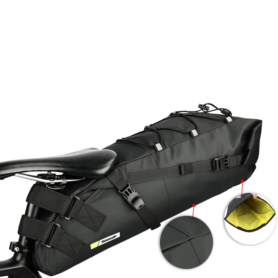 13L Bike Saddlebag with Stabilizer Rack Rainproof Storage Set Black