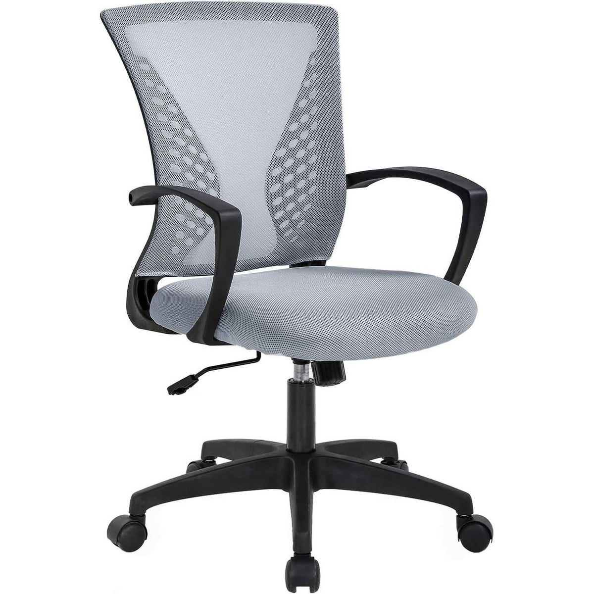 Gray Modern Mid-Back Ergonomic Mesh Office Desk Chair with Armrest on Wheels-0