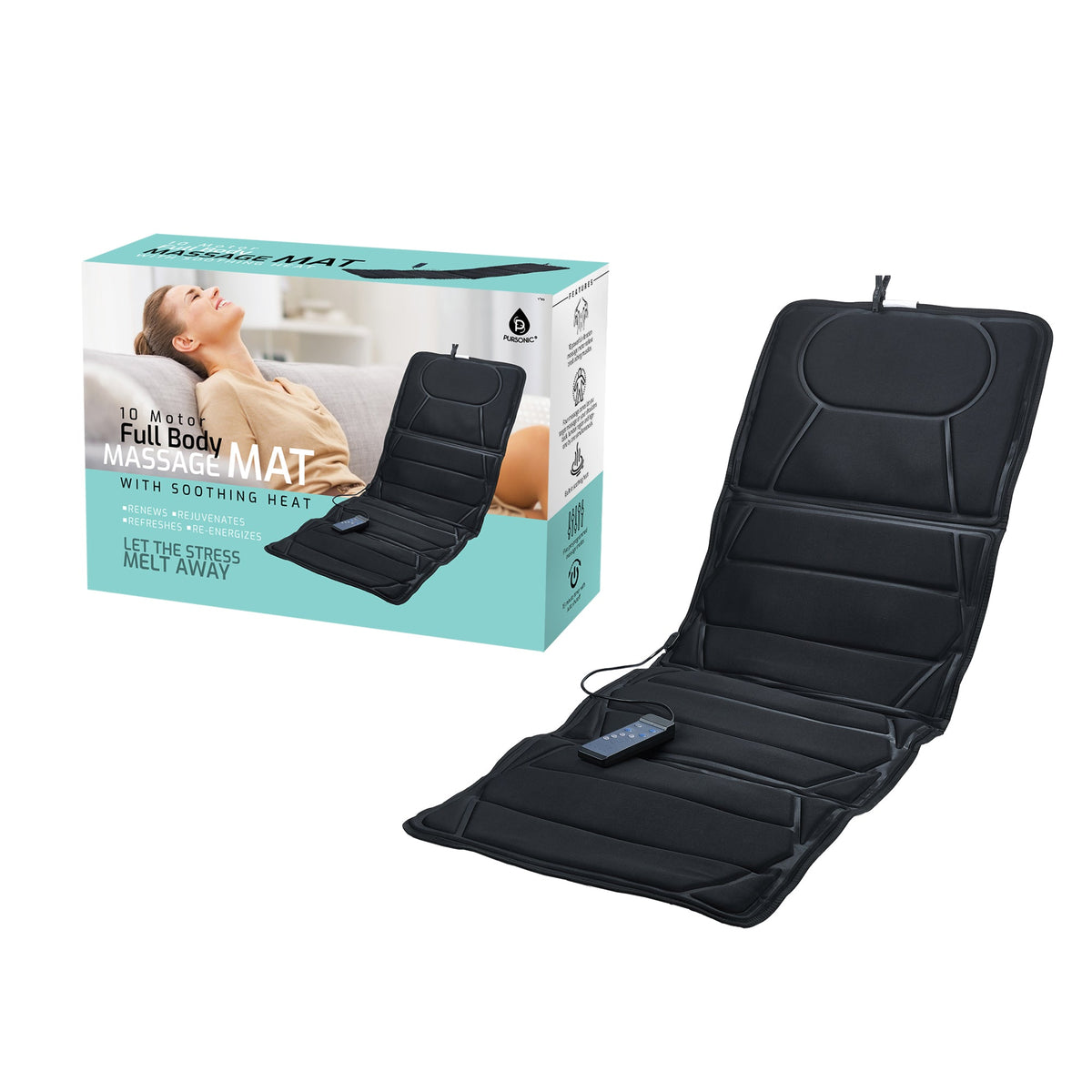 Luxury Massage Mat with Soothing Heat - 10 Powerful Motors Vibrating Massage Mattress Pad with Dual Heating Pads for Ultimate Back Relief, Full Body Massager for Neck, Back, Lumbar, and Calf Muscle Relaxation-0