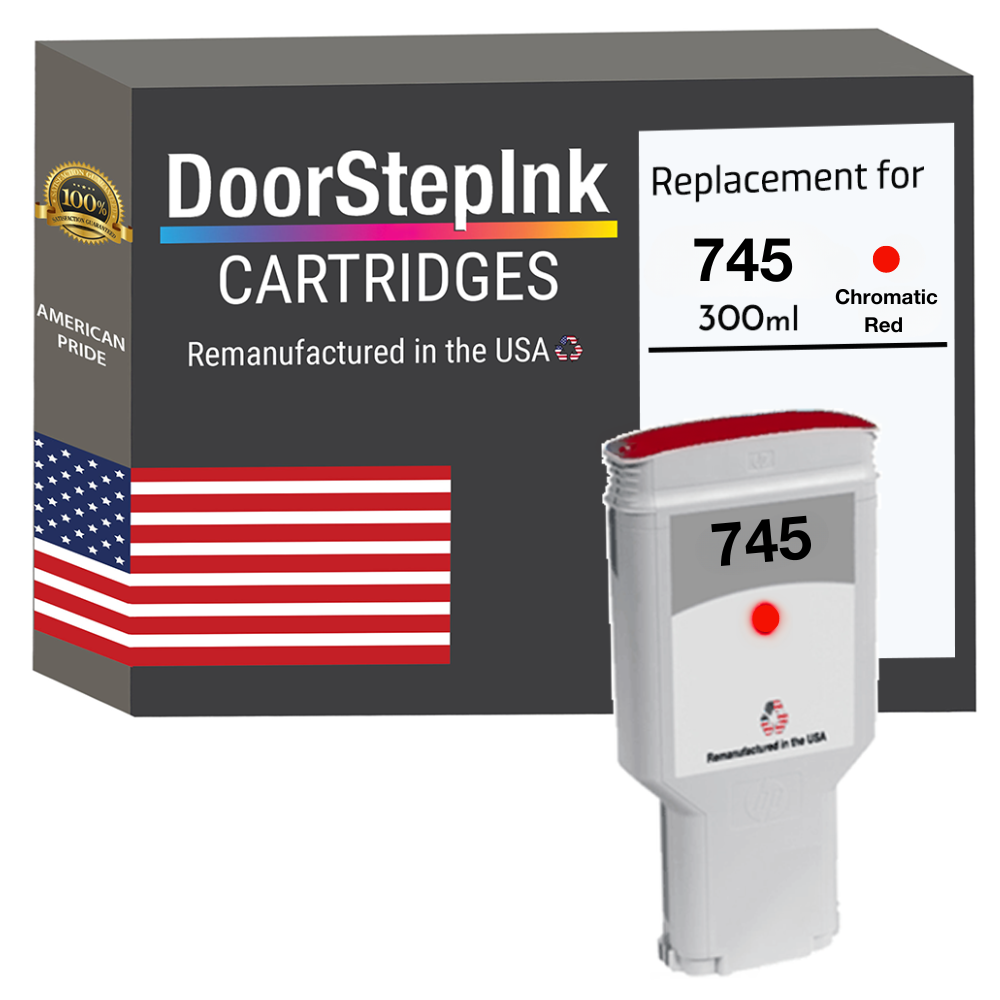 DoorStepInk Brand for HP 745 300mL (F9K06A) Chromatic Red Remanufactured in the USA Ink Cartridge, F9K06A-0