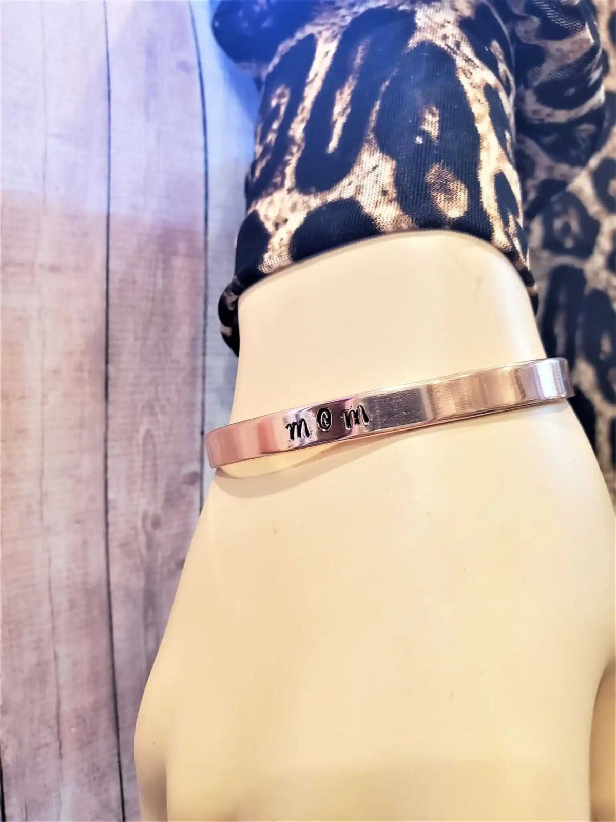 Handmade MOM Stamped Copper Cuff-0