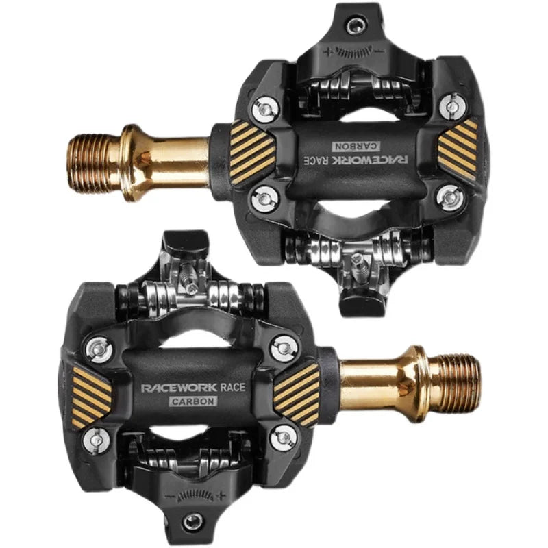 Self-Locking SPD Mountain Bike Pedals Carbon Gold