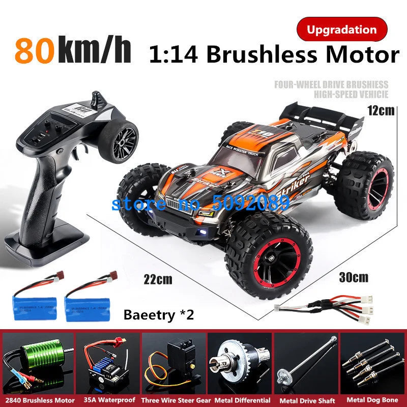 High-Speed 1:14 Metal RC Drift Car - Waterproof & All-Terrain Fun-5