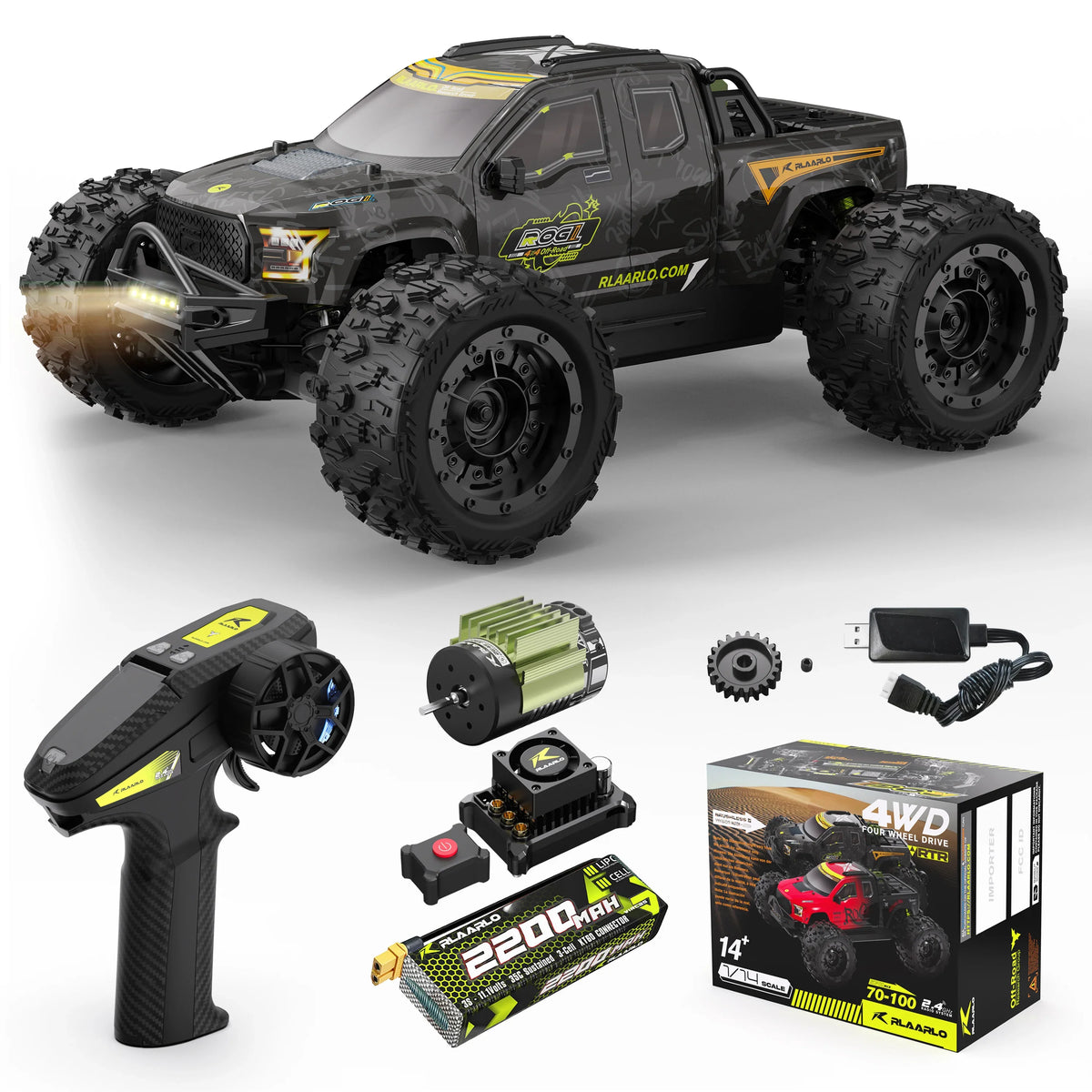 High-Speed 1/14 Rarello Gladiator RC Car - Off-Road Fun-5