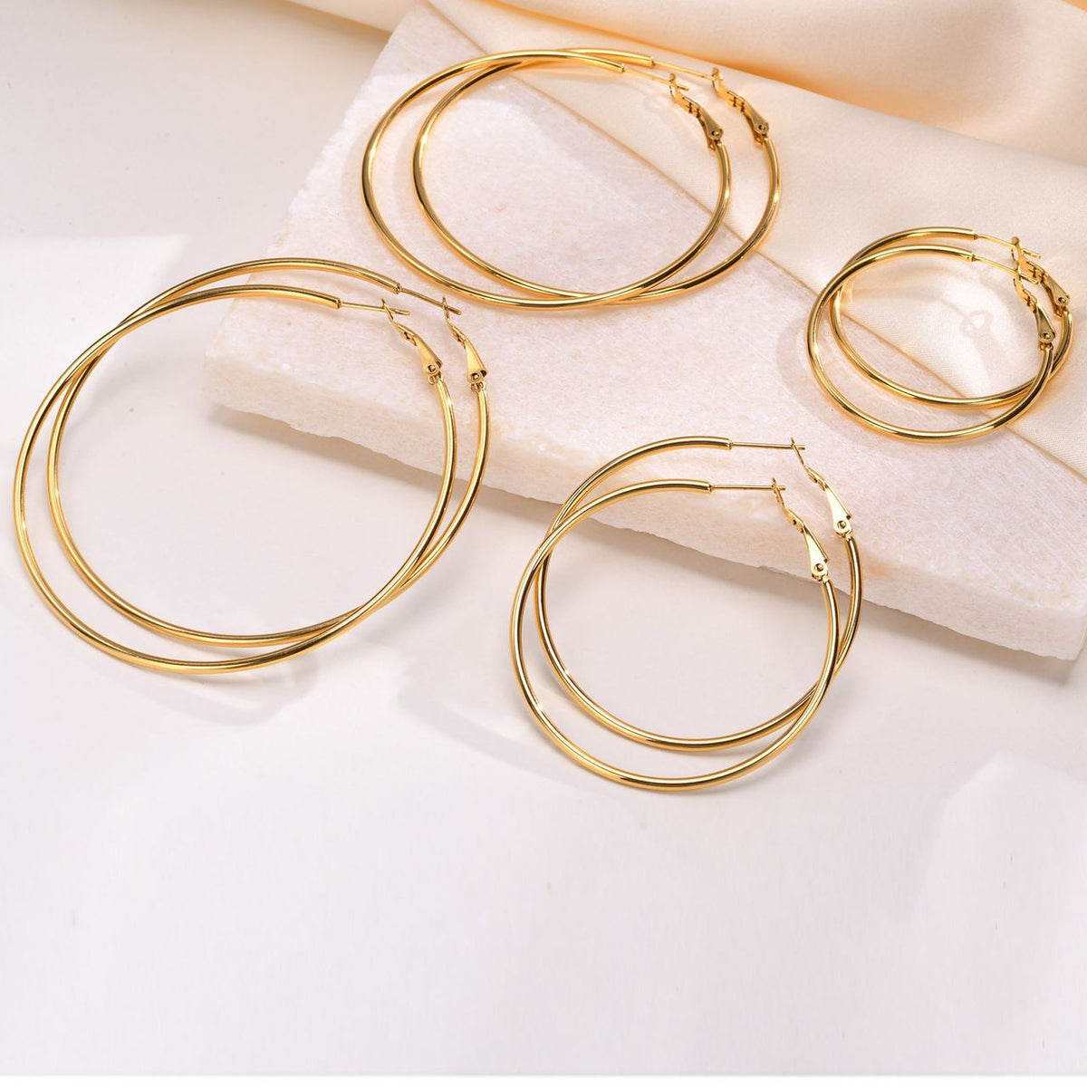 18K Gold Plated Classic Hoop Earrings-0