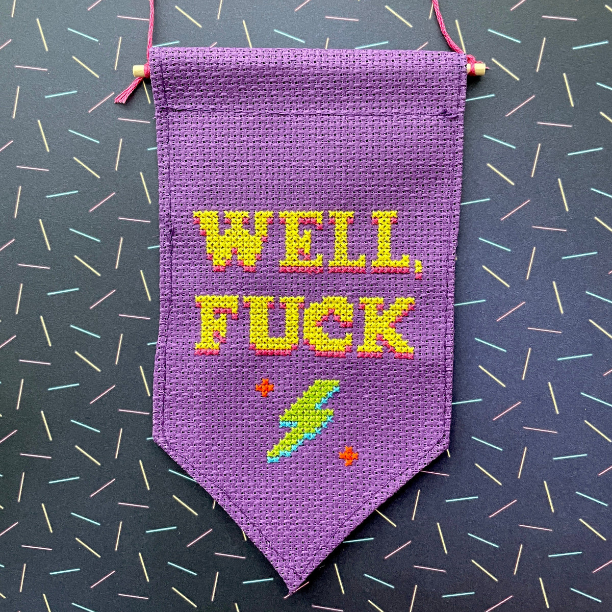 Well, Fuck Tiny Banner Counted Cross Stitch Kit-0