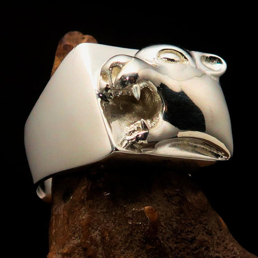 Excellent crafted Men's Animal Signet Ring Panther Sterling Silver 925