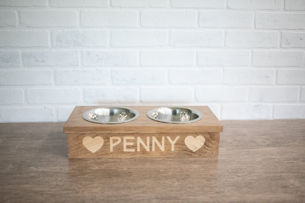 Wooden Pet Feeder with Stainless Steel Bowls,  Raised Dog Food Stand-0