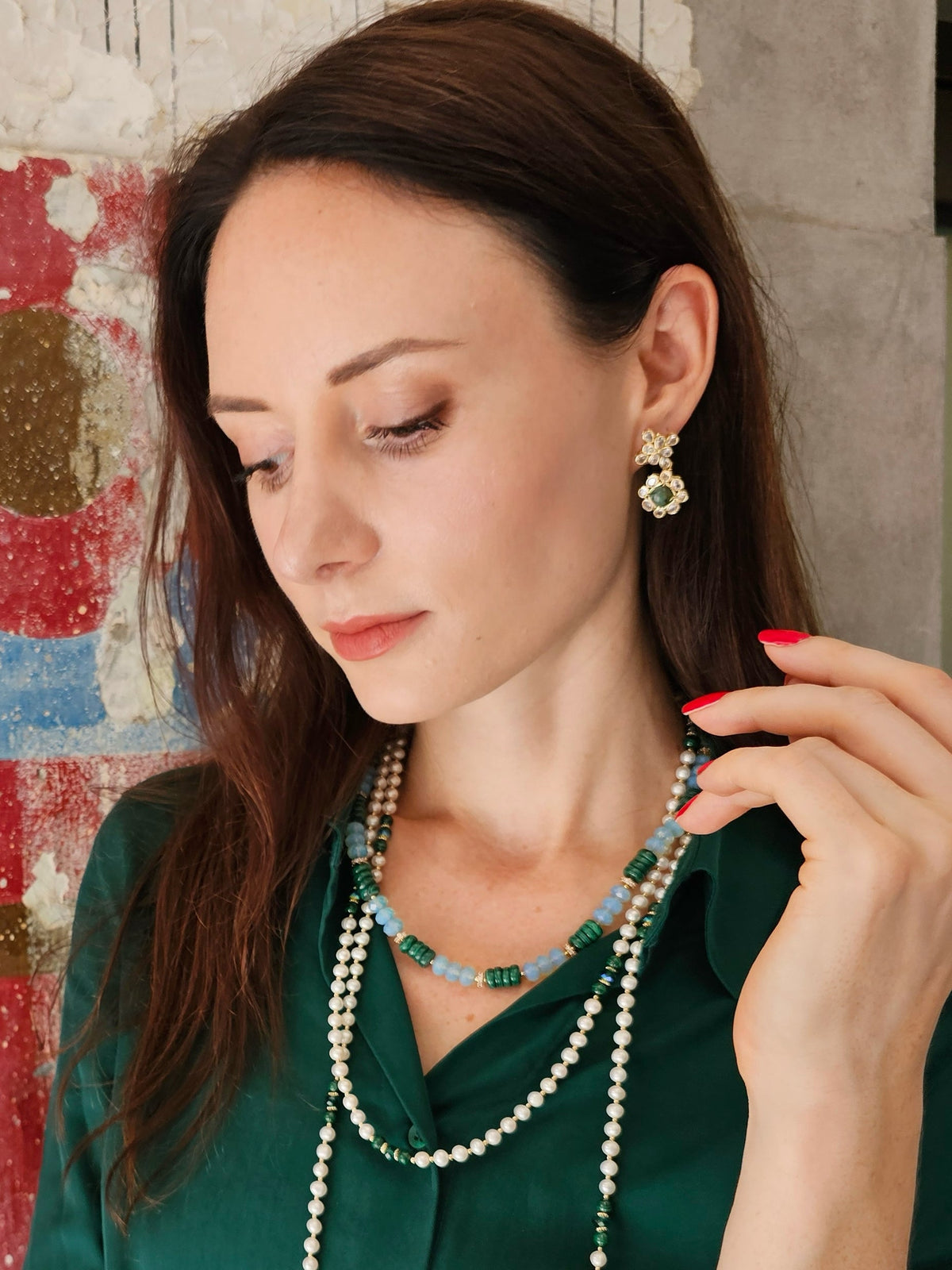 Malachite And Opal Color Matching Necklace NN033-0