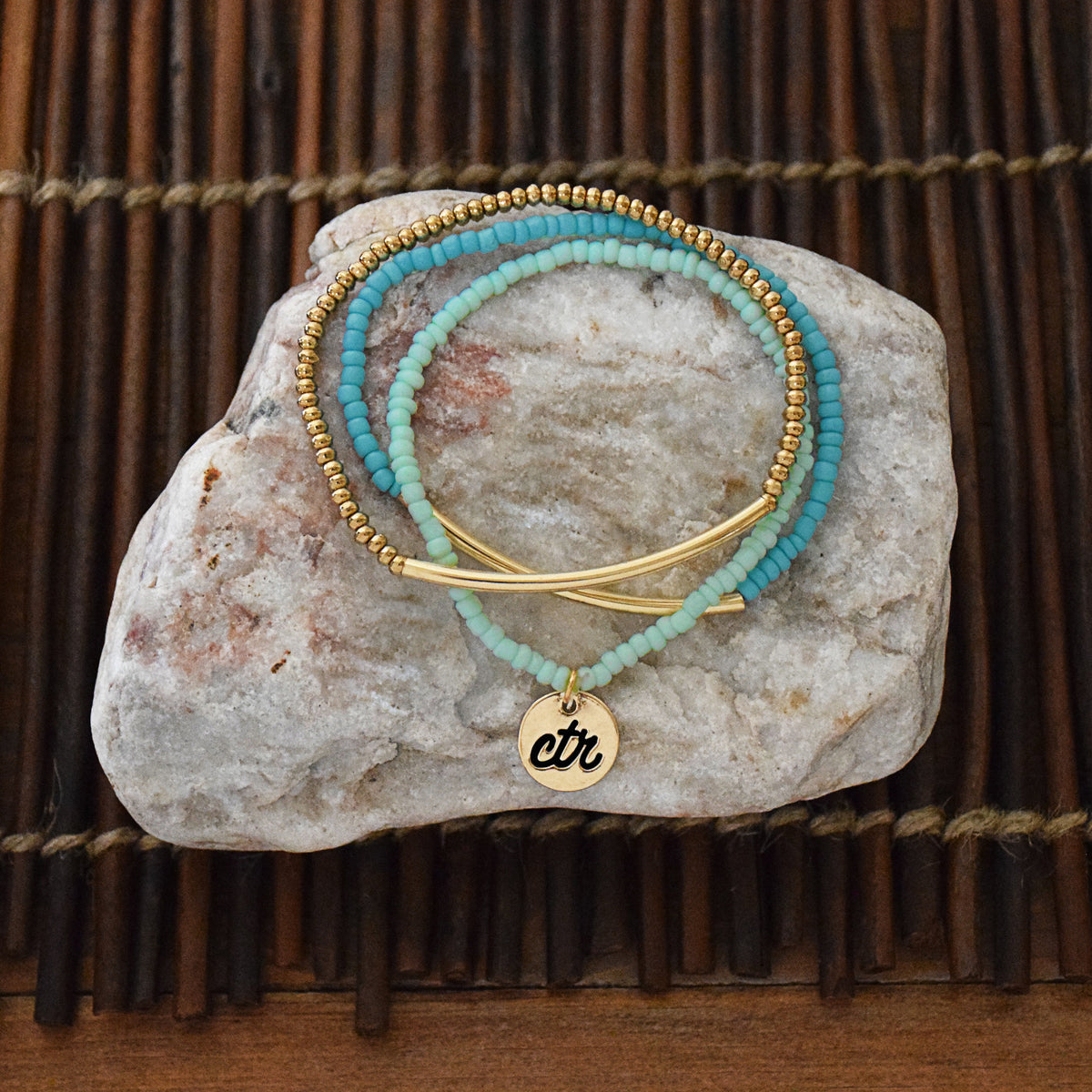 CTR Mint & Gold Stretch Bracelet-0