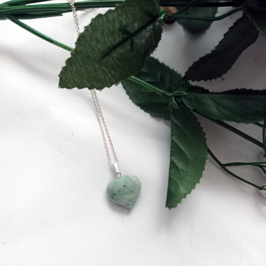 Chrysoprase Jade necklace Heart Gemstone Necklace, Jade Pendant Necklace, Chrysoprase Jade Sterling Silver Necklace | by nlanlaVictory