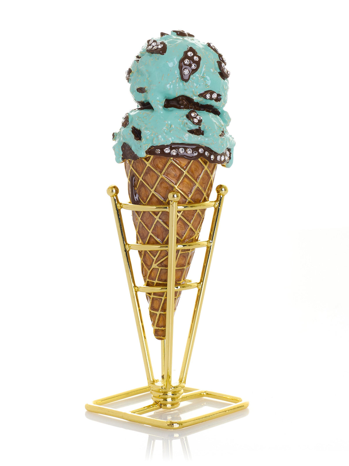 Summer Special Mint Chocolate Chip Ice Cream Cone Trinket Box-0