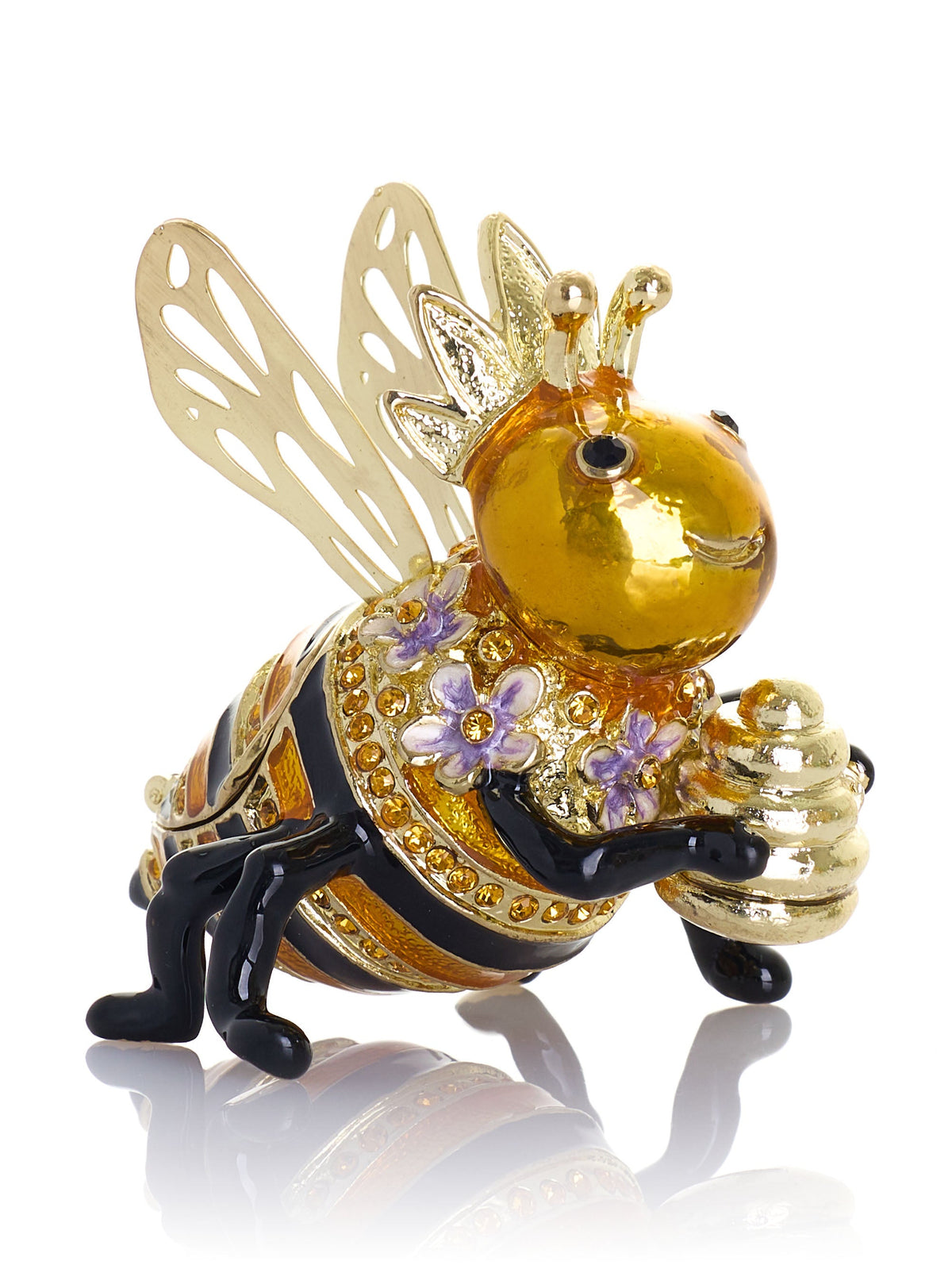 Queen Bee Holding a Beehive Trinket Box-0