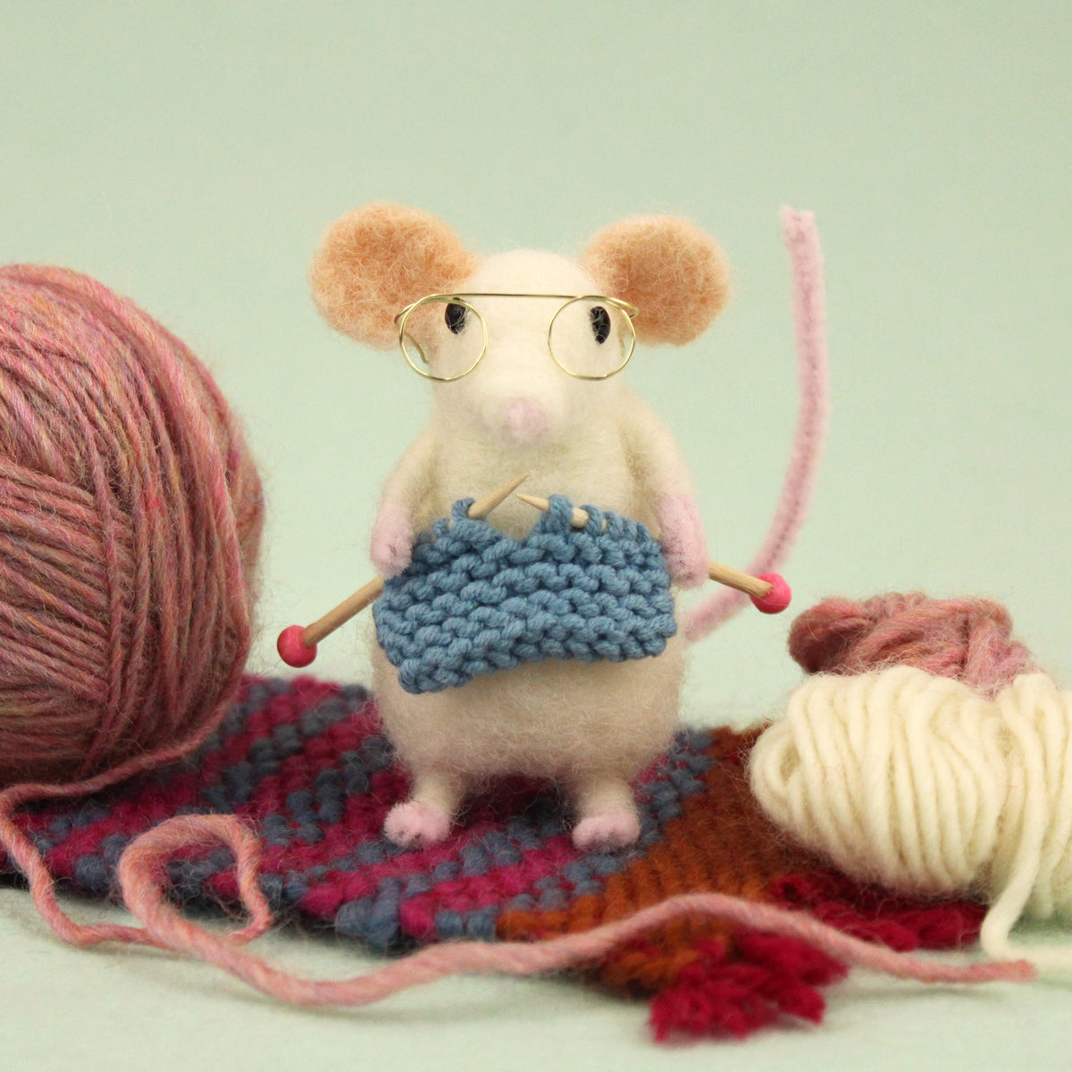 Felting Kit - Knitting Mouse Needle Felt Kit-0