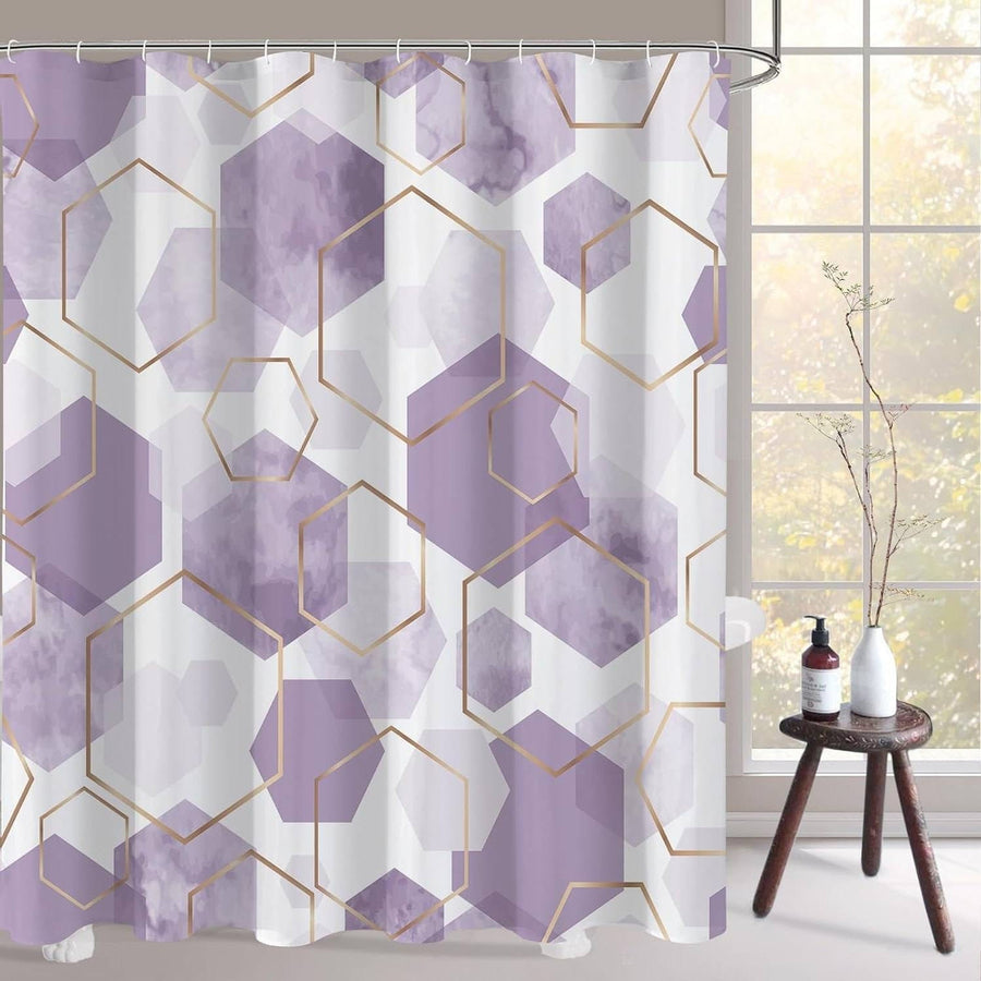 72"W x 78"H Abstract Lavender Geometric Polyester Shower Curtain