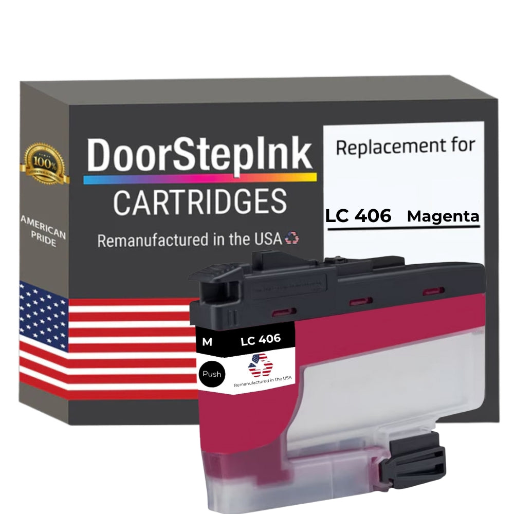 DoorStepInk Brand for Brother LC406XL Magenta Ink Cartridge Remanufactured in USA Ink Cartridge, LC406XLM-0