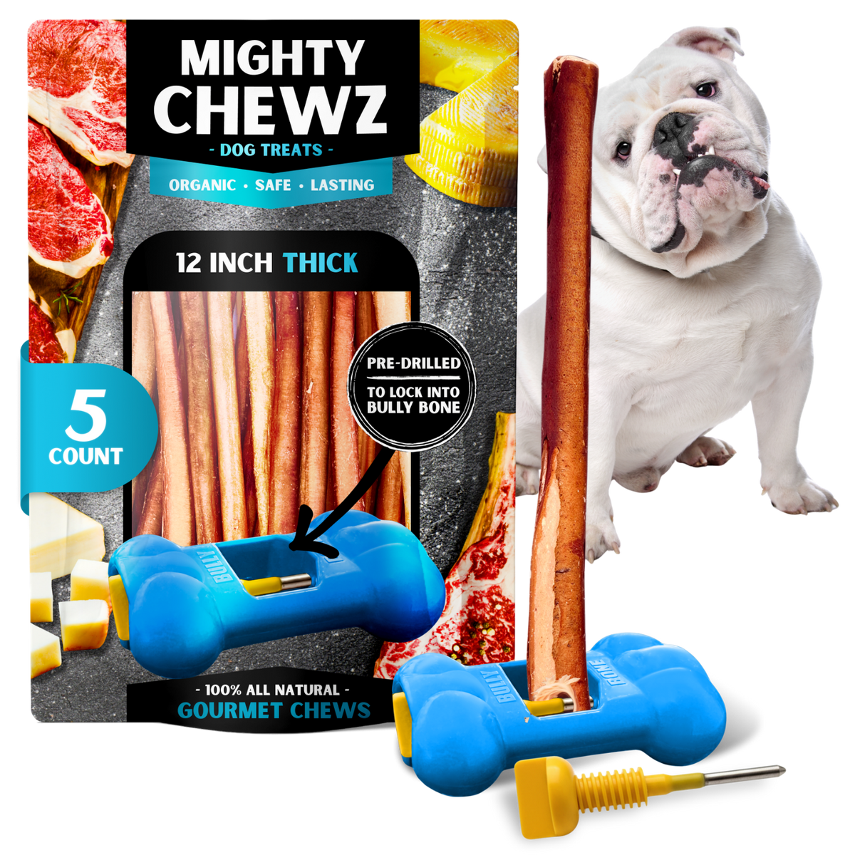 12" Thick Bully Sticks - Bully Bone Included-0