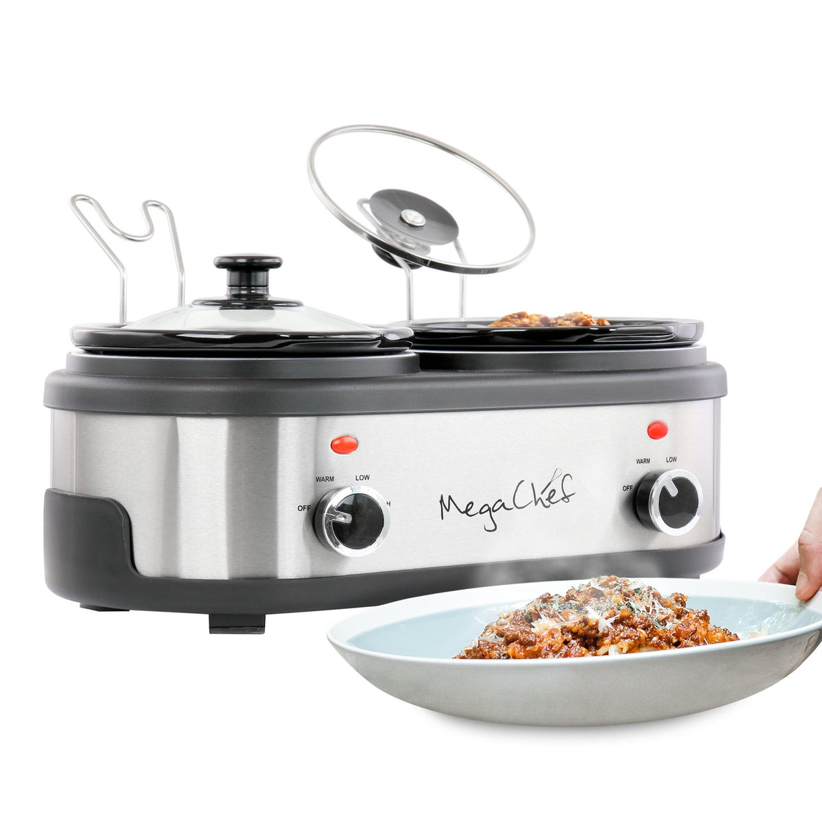 MegaChef Dual 1.5 Quart Crock Buffet Slow Cooker-0