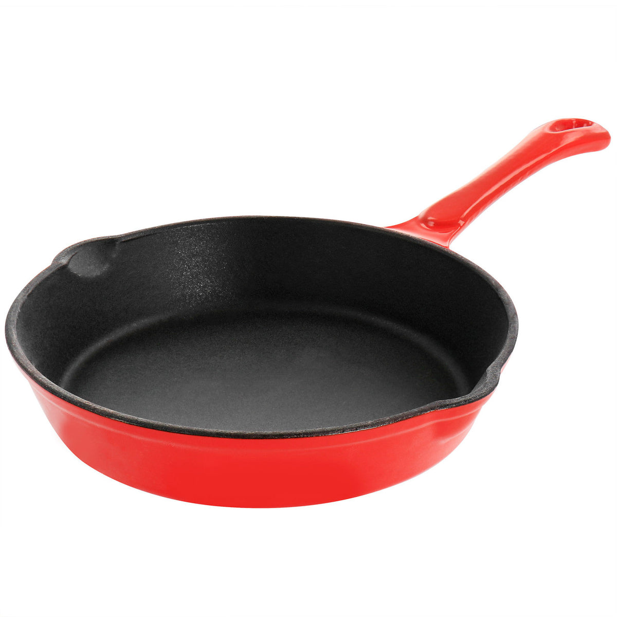 MegaChef Enameled Round 8 Inch PreSeasoned Cast Iron Frying Pan in Red-0