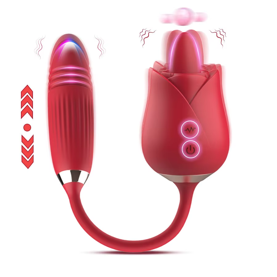 MELO Clit Licking & Thrusting Rose Vibrator-0