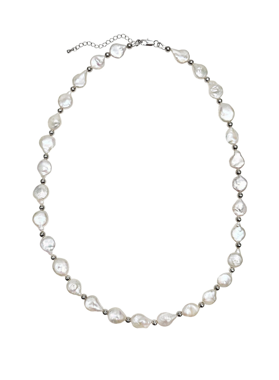Irregular Freshwater Pearls With Sterling Silver Men Necklace MEN11