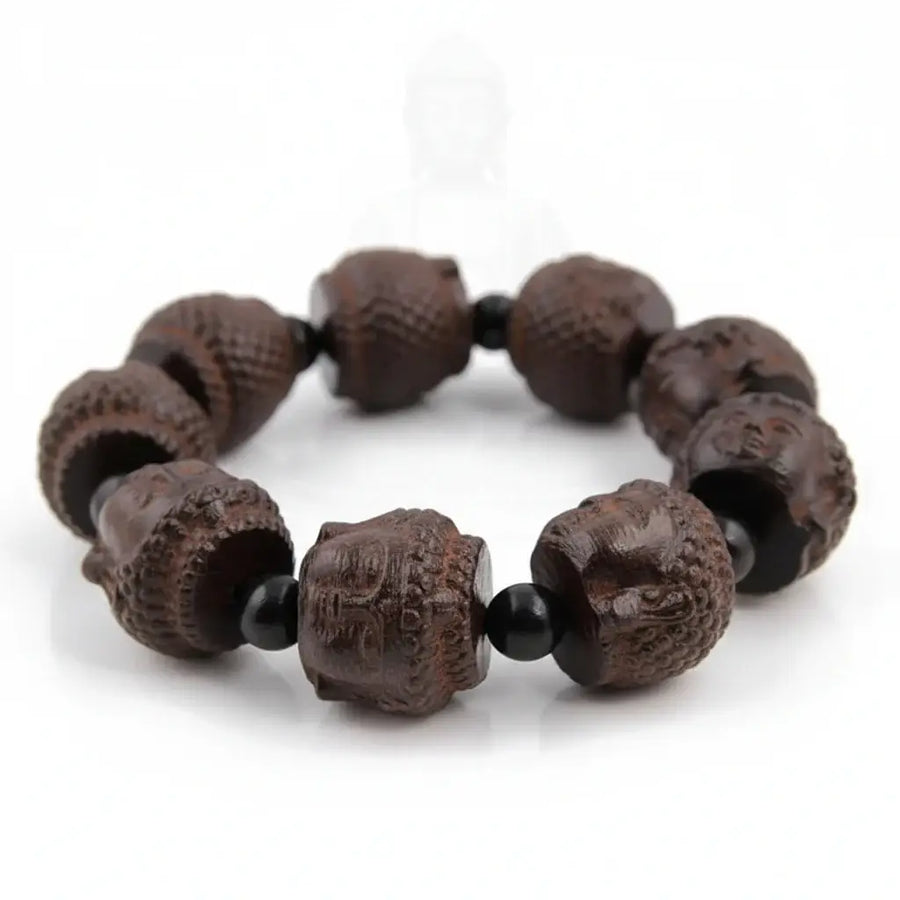Men’s Buddha Wood Bead Bracelet – Vintage Buddhist Meditation Energy Bracelet Lucky Handmade Jewelry Gift