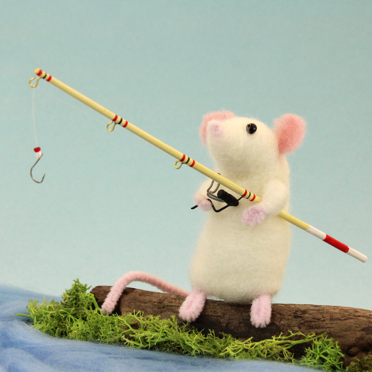 Felting Kit - White Mouse Needle Felt Kit-0