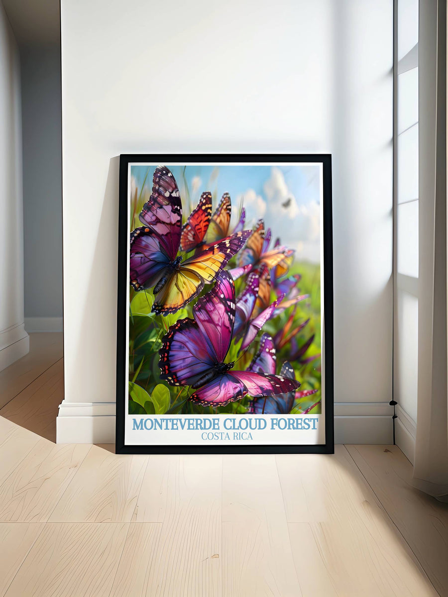 Monteverde Cloud Forest Art Print - Butterfly Garden Travel Poster Print - Costa Rica  Poster