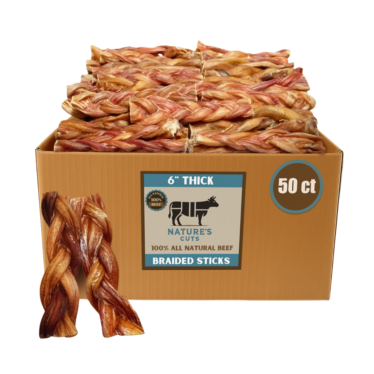 6" Thick Braided Bully Sticks-5