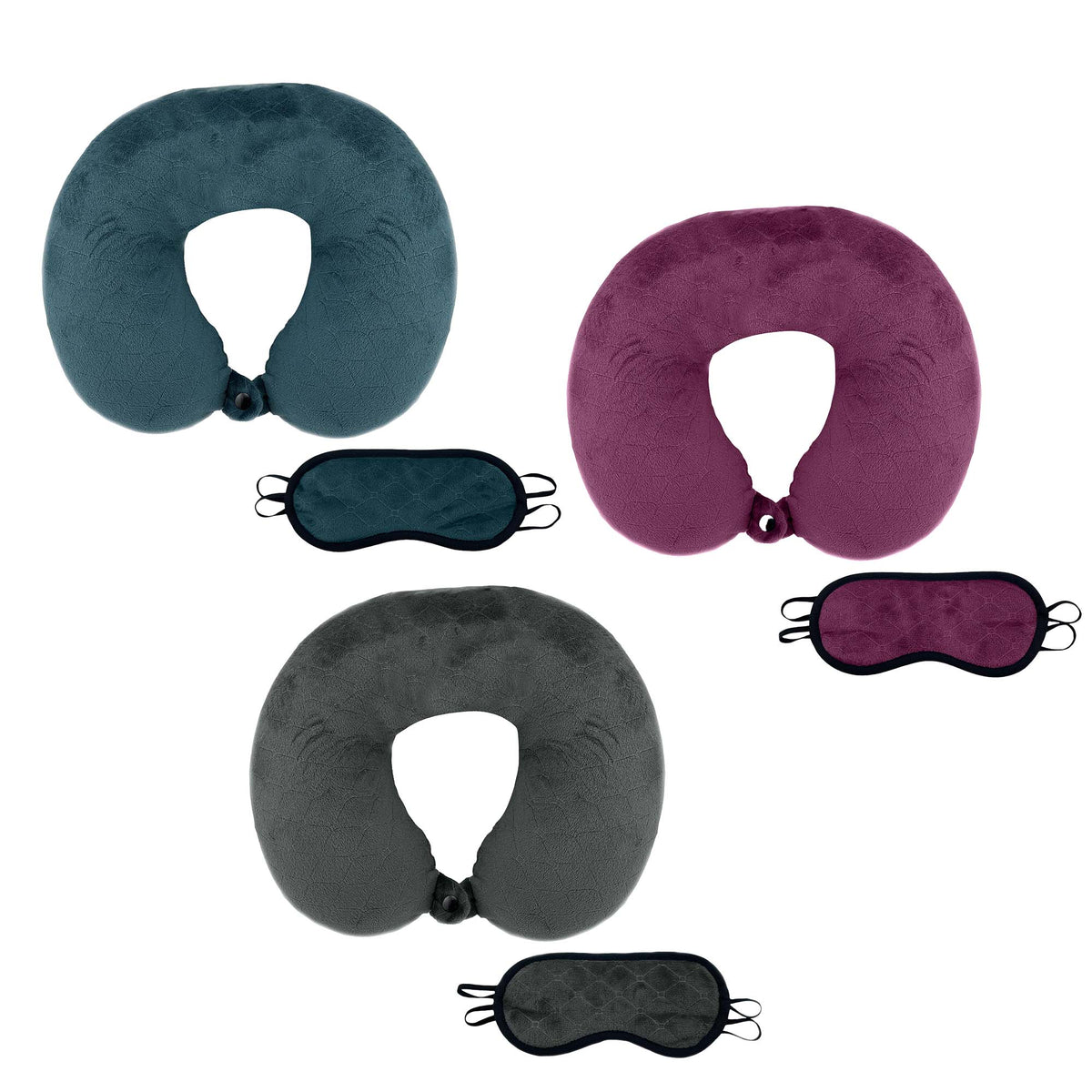 3 Memory Foam Travel Pillows with Sleep Masks by Pursonic-0