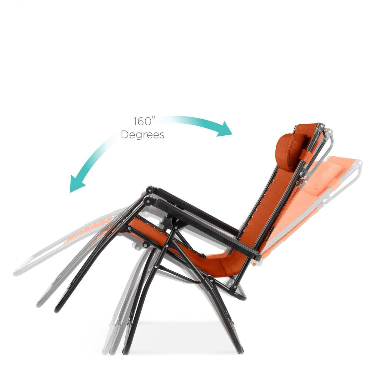 Orange Zero Gravity Folding Reclining Patio Lounge Chair with Canopy Sun Shade-0