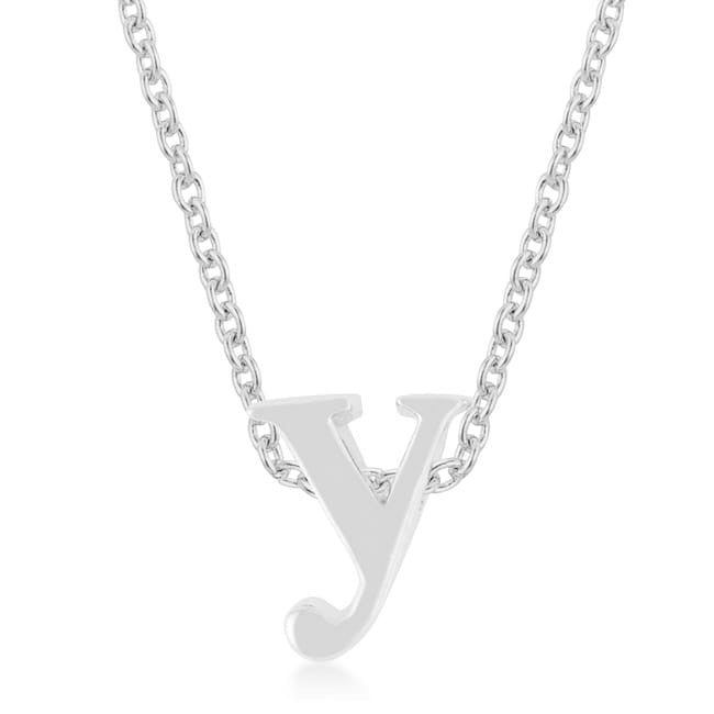 Rhodium Plated Finish Initial Y Pendant-0