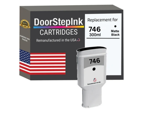 DoorStepInk Brand for HP 746 300ml Standard Yield Matte Black Remanufactured in the USA Ink Cartridge, P2V83A-0