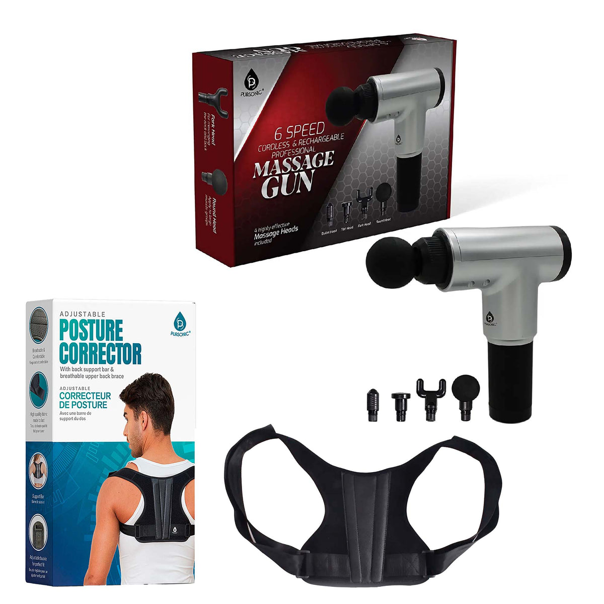 Adjustable Posture Corrector & Professional Massage Gun-0