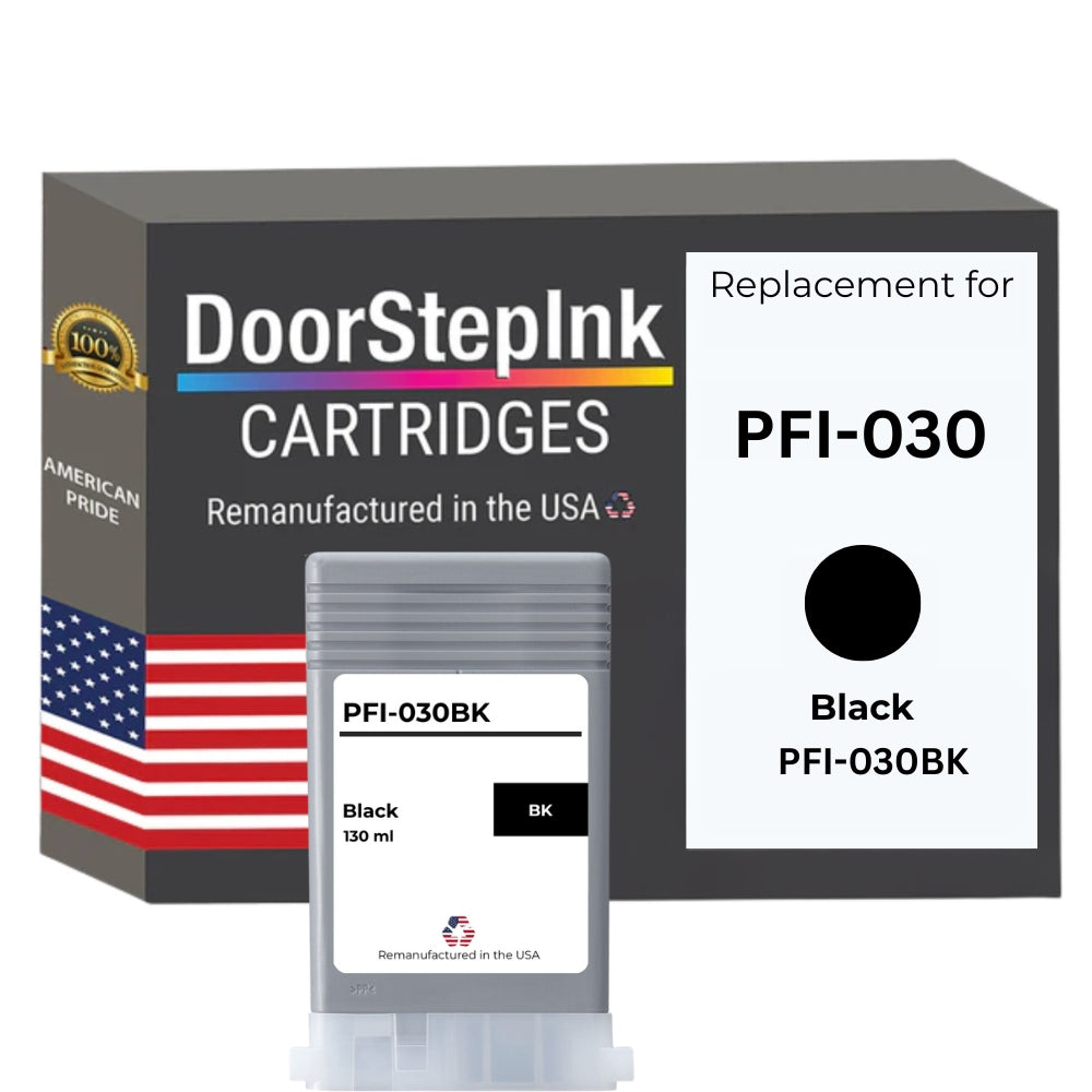 DoorStepInk Brand for Canon PFI-030 130mL Black Remanufactured in the USA Ink Cartridges, 3489C001-0