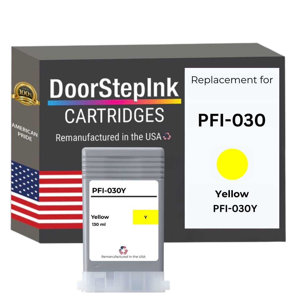 DoorStepInk Brand for Canon PFI-030 130mL Yellow Remanufactured in the USA Ink Cartridges,3492C001-0