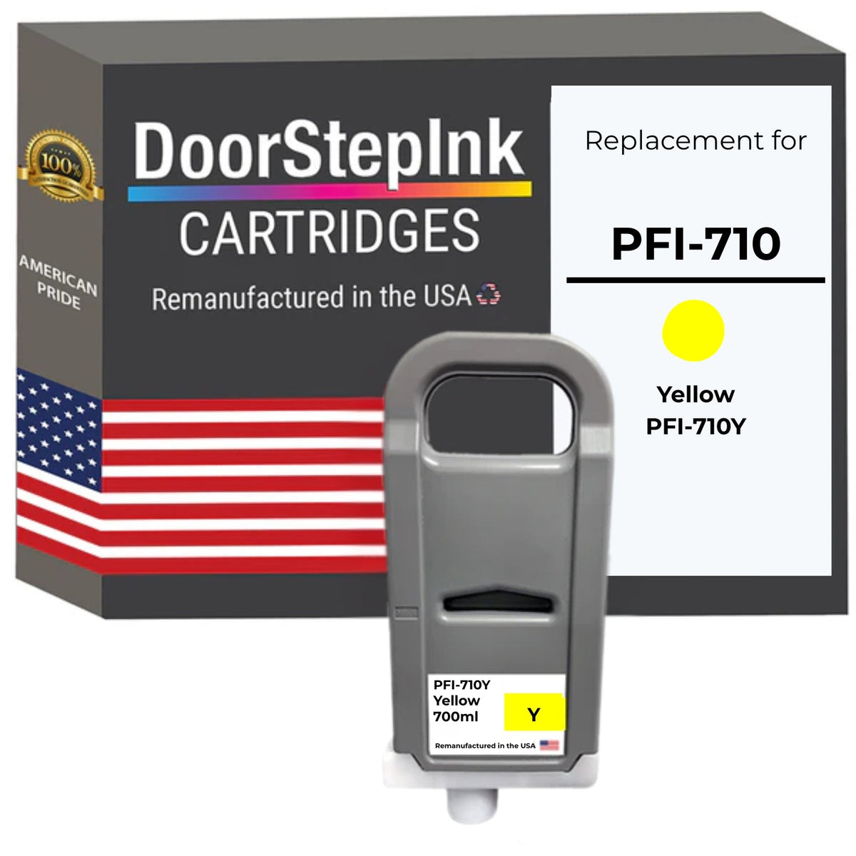 DoorStepInk Brand for Canon PFI-710 Standard Yield Yellow Remanufactured in the USA Ink Cartridge, 2357C001-0