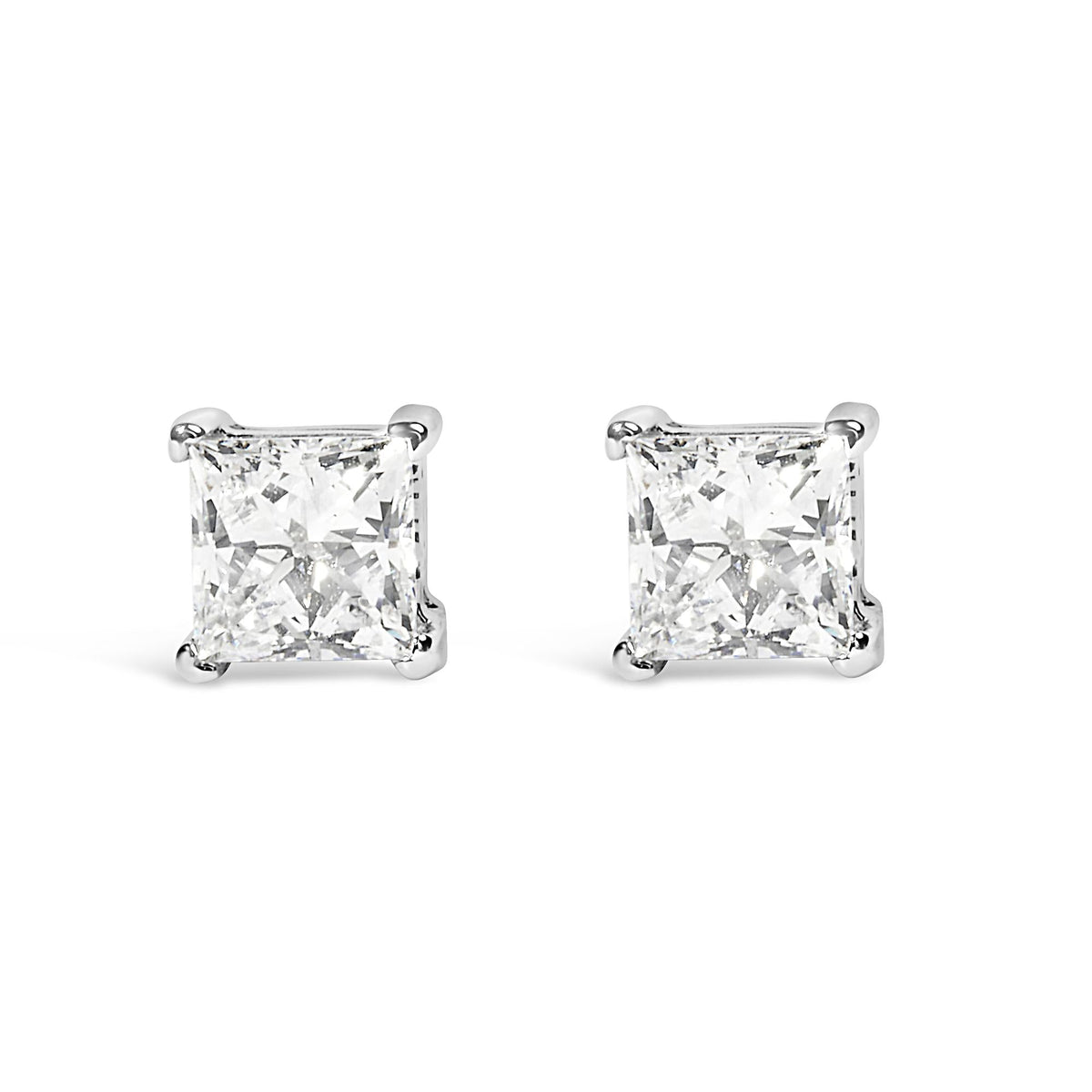 14K White Gold 3/8 Cttw Lab Grown Princess-Cut Diamond 4-Prong Solitaire Stud Earrings (VS1-VS2 Clarity, F-G Color)-0