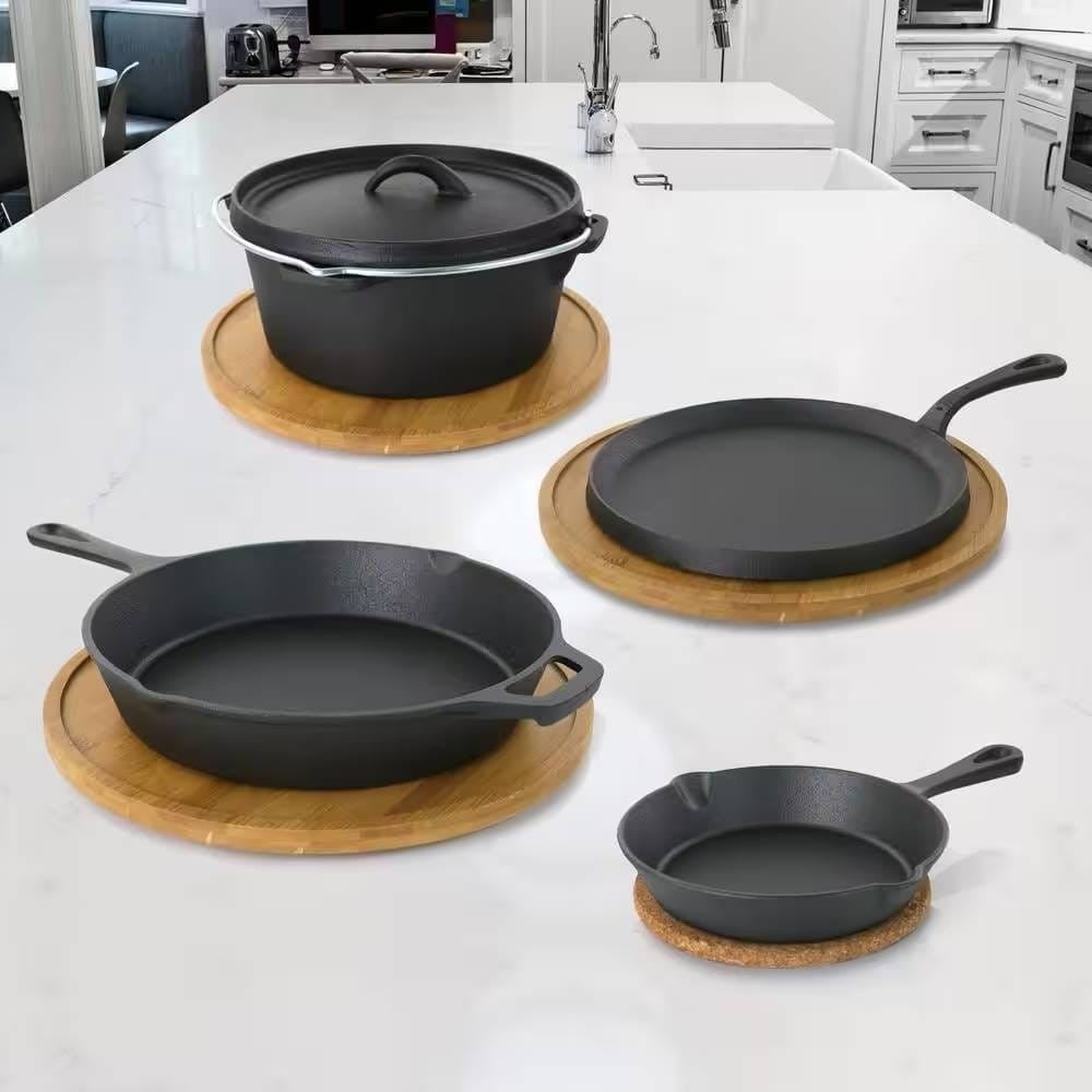 5-Piece Cast Iron Cookware Set with Dutch Oven Griddle and 2 Skillets-0