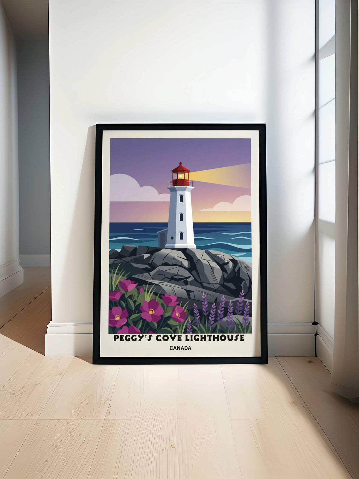 Peggy’s Cove Lighthouse Nova Scotia Art Print – Modern Graphic Travel Poster-0