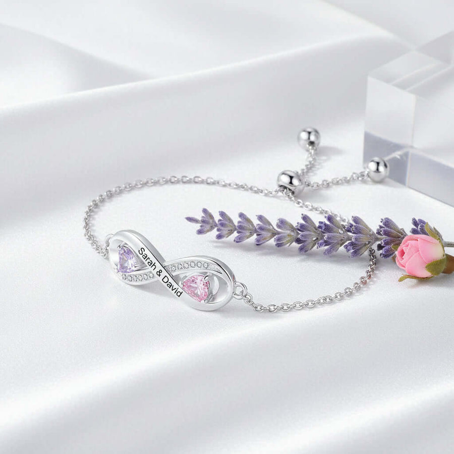 Personalized Birthstone Bracelet – Custom Engraved Jewelry for Women