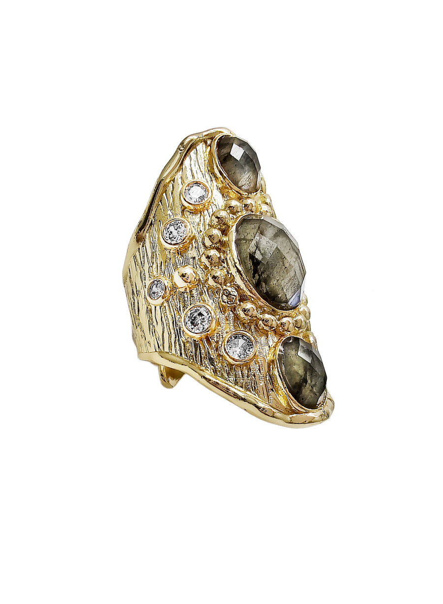 Labradorite Stones Statement Ring QR006