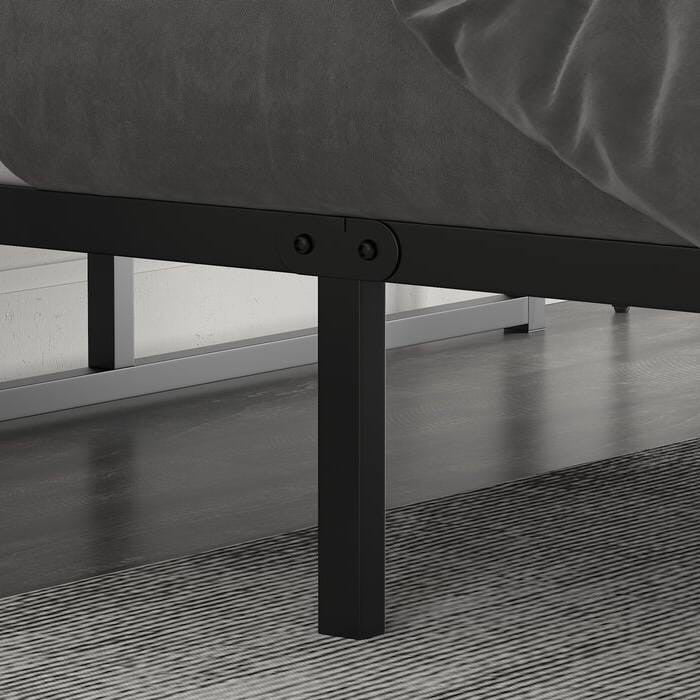 Queen Size Black Metal Platform Bed Frame with Under-Bed Storage Space-0