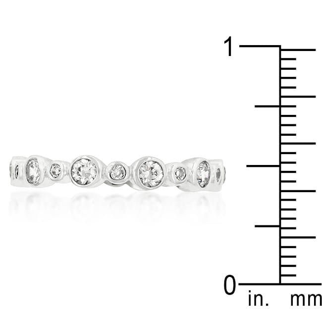 Alternating Bezel Linked Cubic Zirconia Eternity Band-0