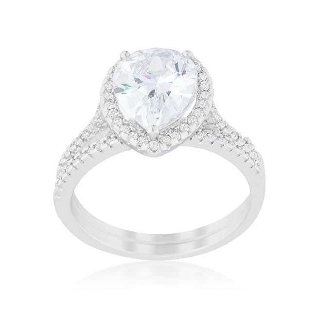 Halo Solitaire Pear Engagement Ring-0