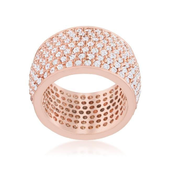 Wide Pave Cubic Zirconia Rose Gold Band Ring-0