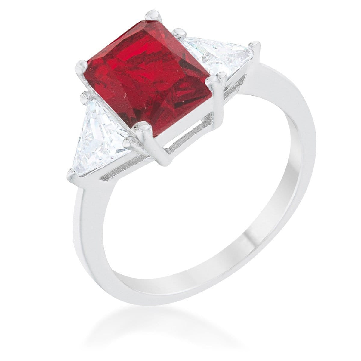 Classic Ruby Rhodium Engagement Ring-0